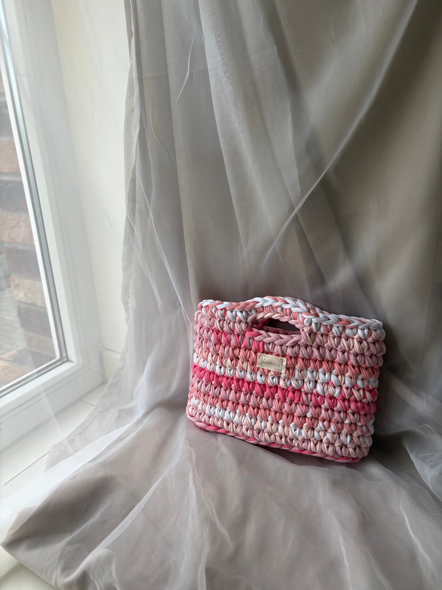 Crochet Bag ,LINE‘ • Häkeltasche • Rosa• Mix