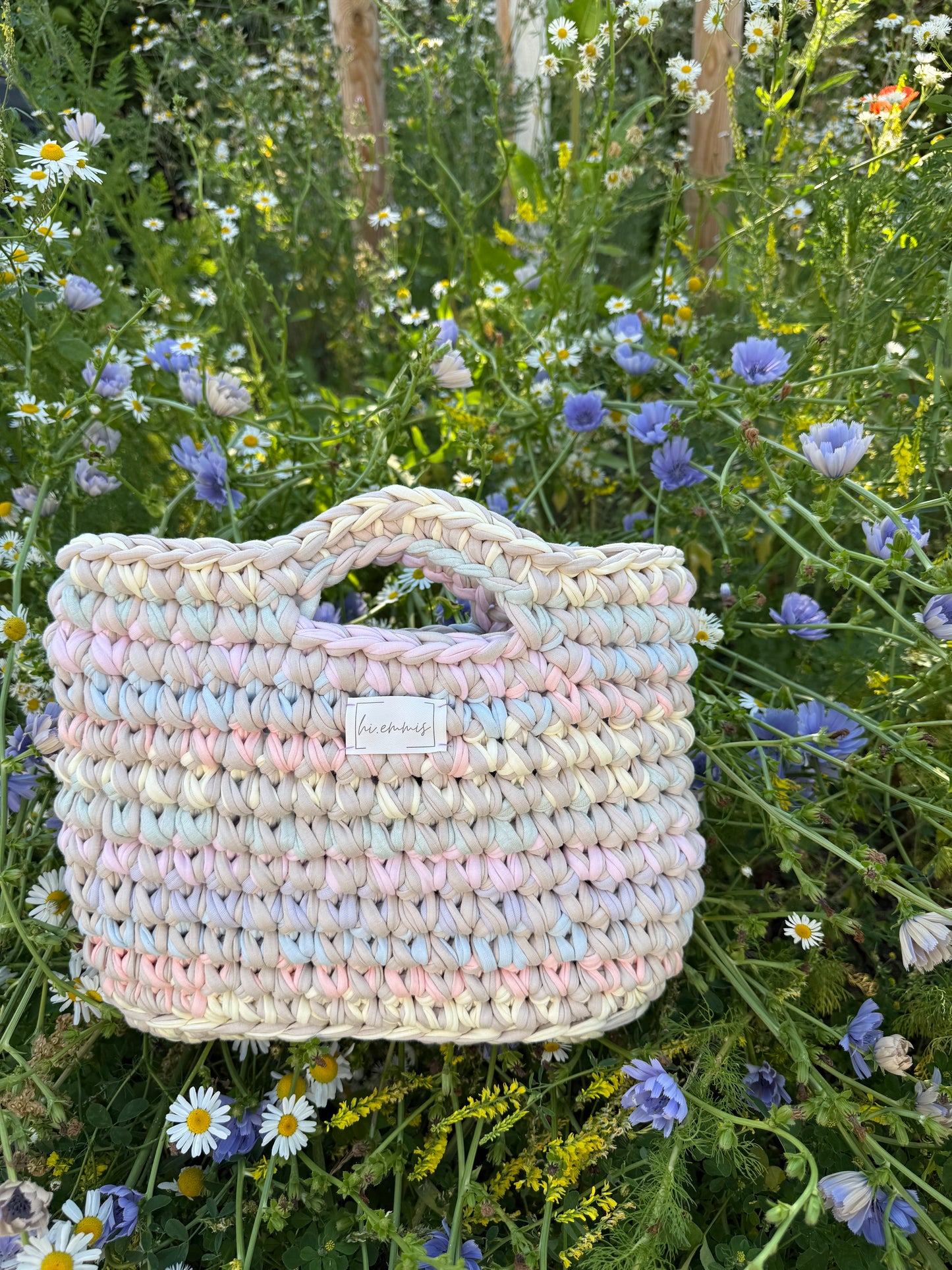 Crochet Bag ,LINE‘ • Häkeltasche • Pastell • beige