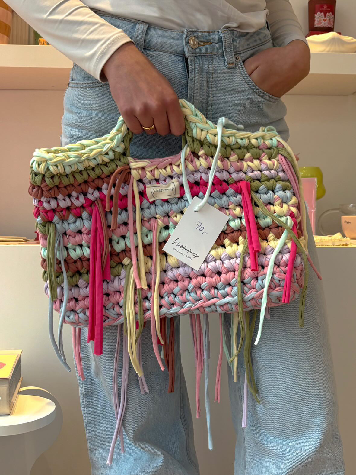 Crochet Bag ,LINE‘ • Häkeltasche • Pastell pink