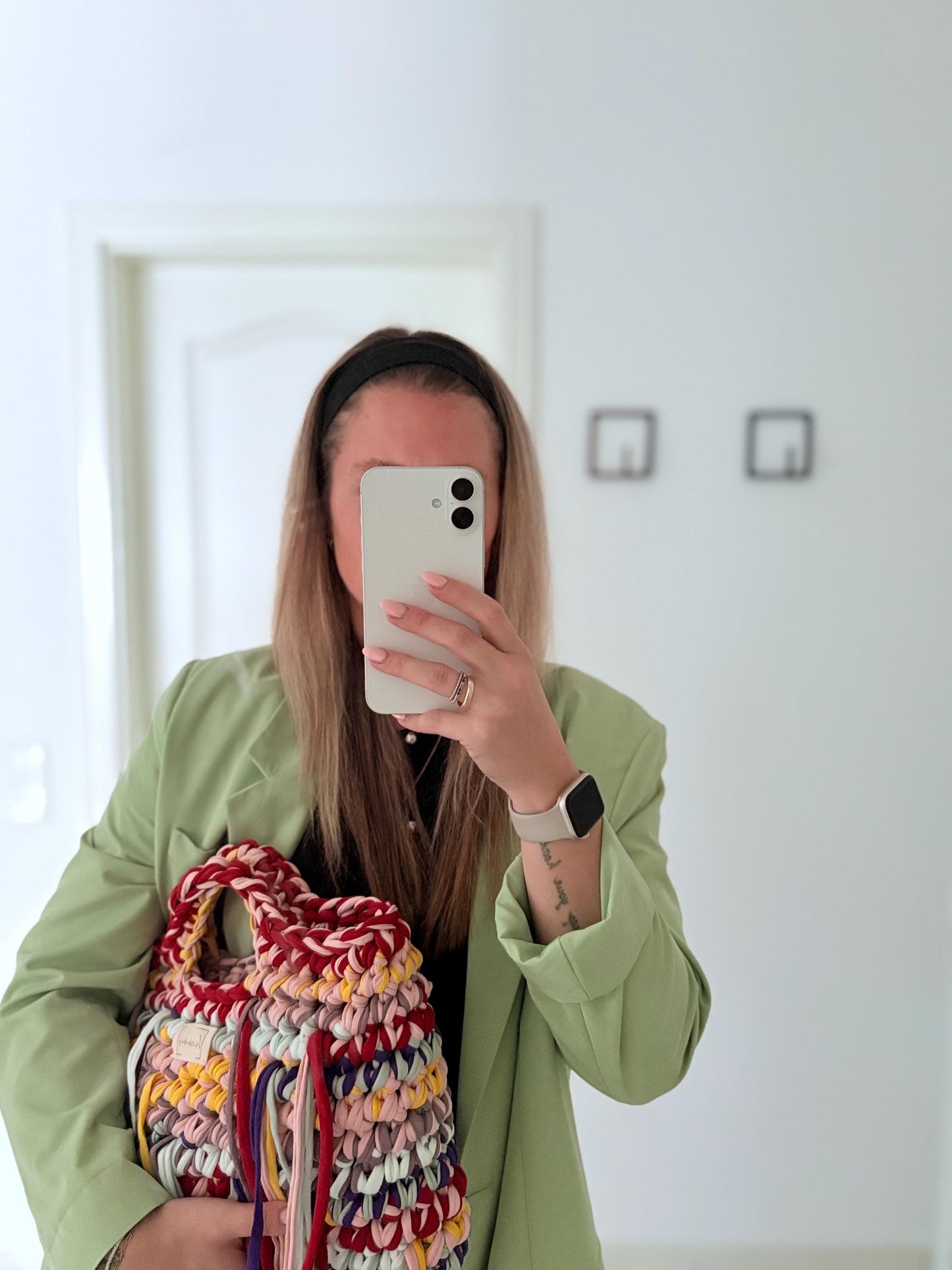 Crochet Bag ,LINE‘ • Häkeltasche • Fransen • Bunt/Rosé