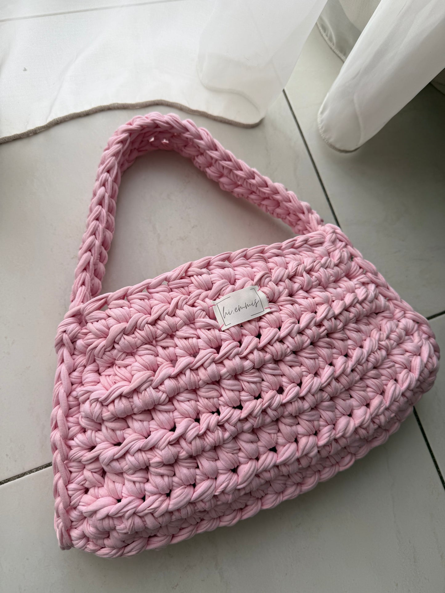Crochet Bag ,COCŒ‘• Häkeltasche • Trapez• rosa