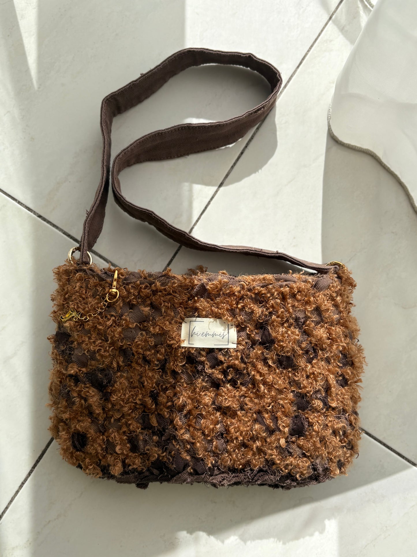 Crochet Bag ,ROMI‘• Häkeltasche • Jeans braun • Teddy mix