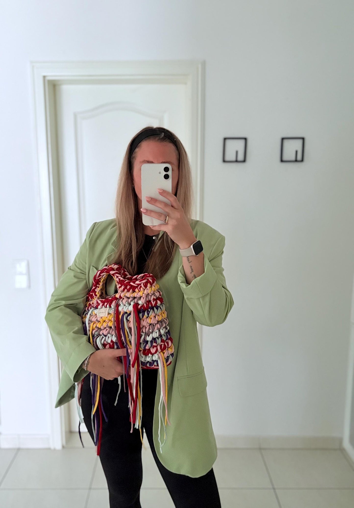 Crochet Bag ,LINE‘ • Häkeltasche • Fransen • Bunt/Rosé