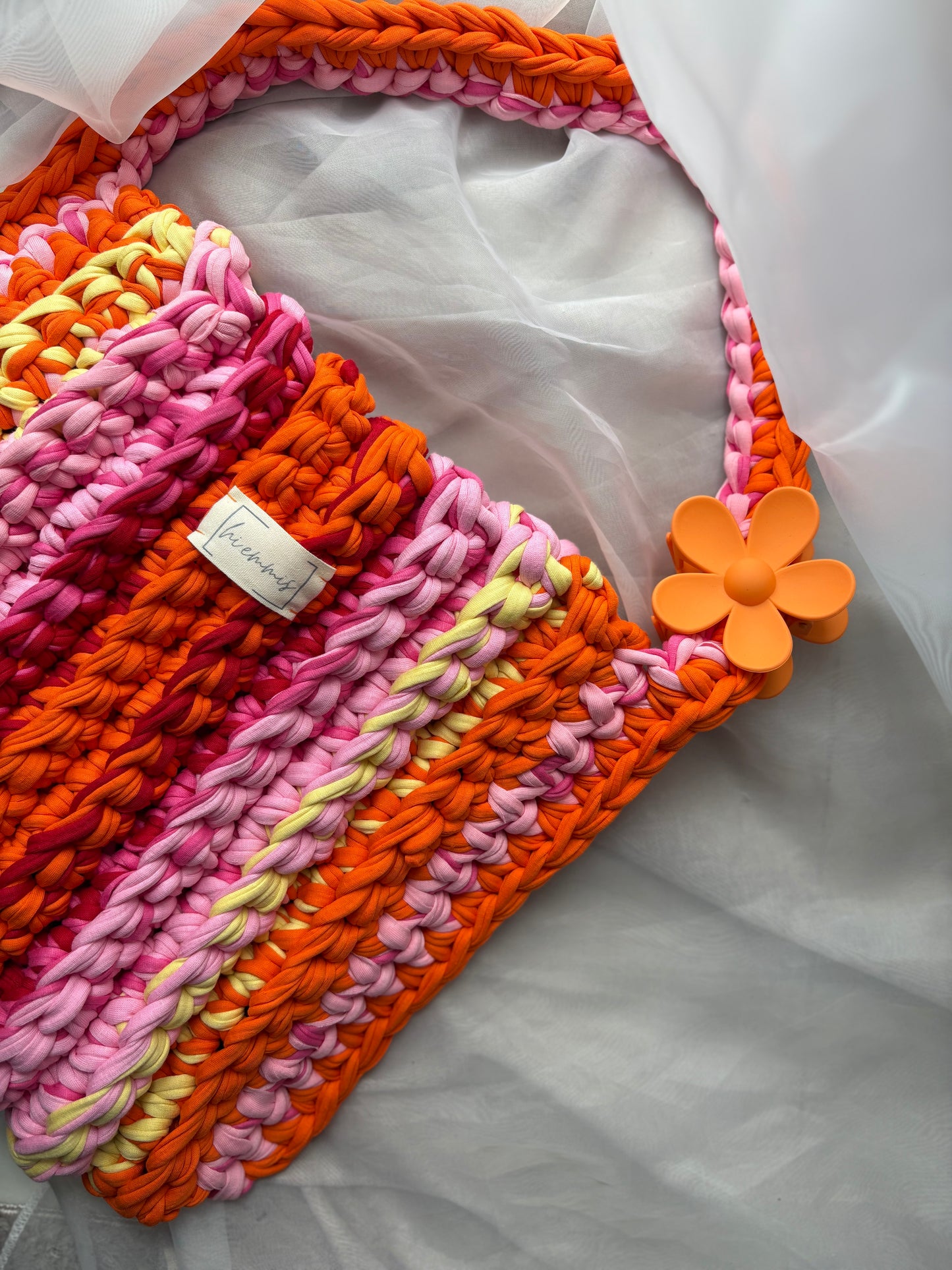 Crochet Bag ,APRIL‘ • Häkeltasche • Orange mix