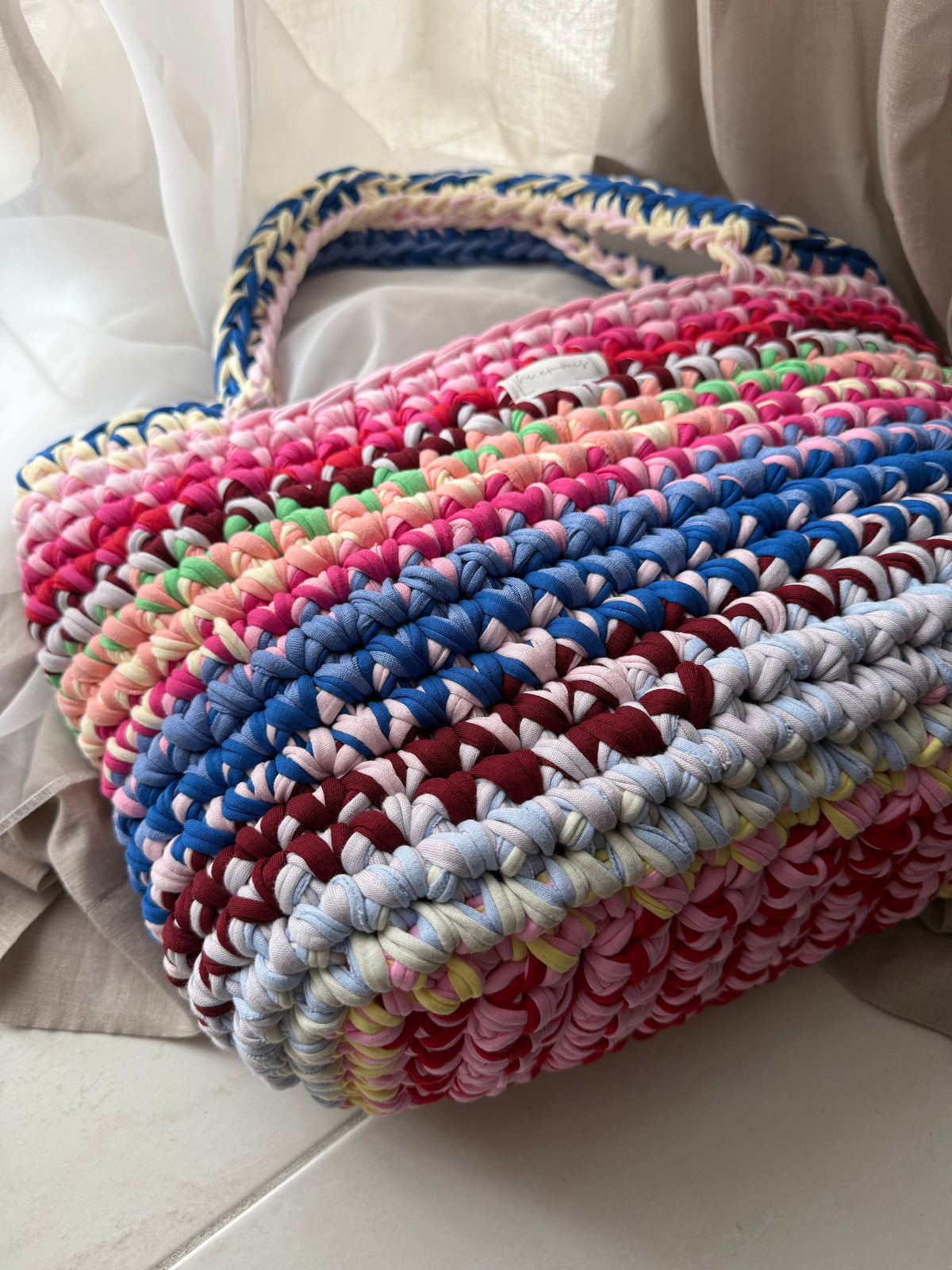 Crochet Bag ,LINE‘ • Häkeltasche • Bunt • XL