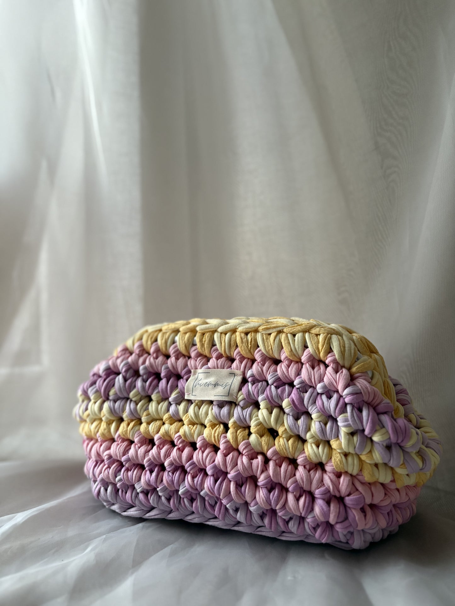 Crochet Bag ,FANNY‘ • Häkeltasche • Clutch Rosa Gelb