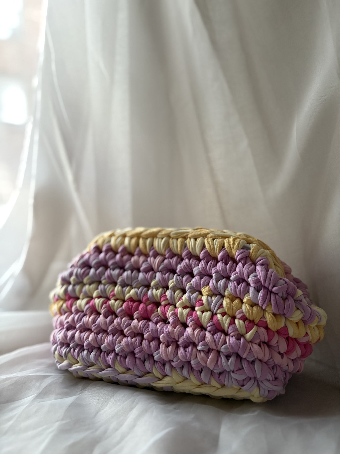 Crochet Bag ,FANNY‘ • Häkeltasche • Clutch Rosa Gelb