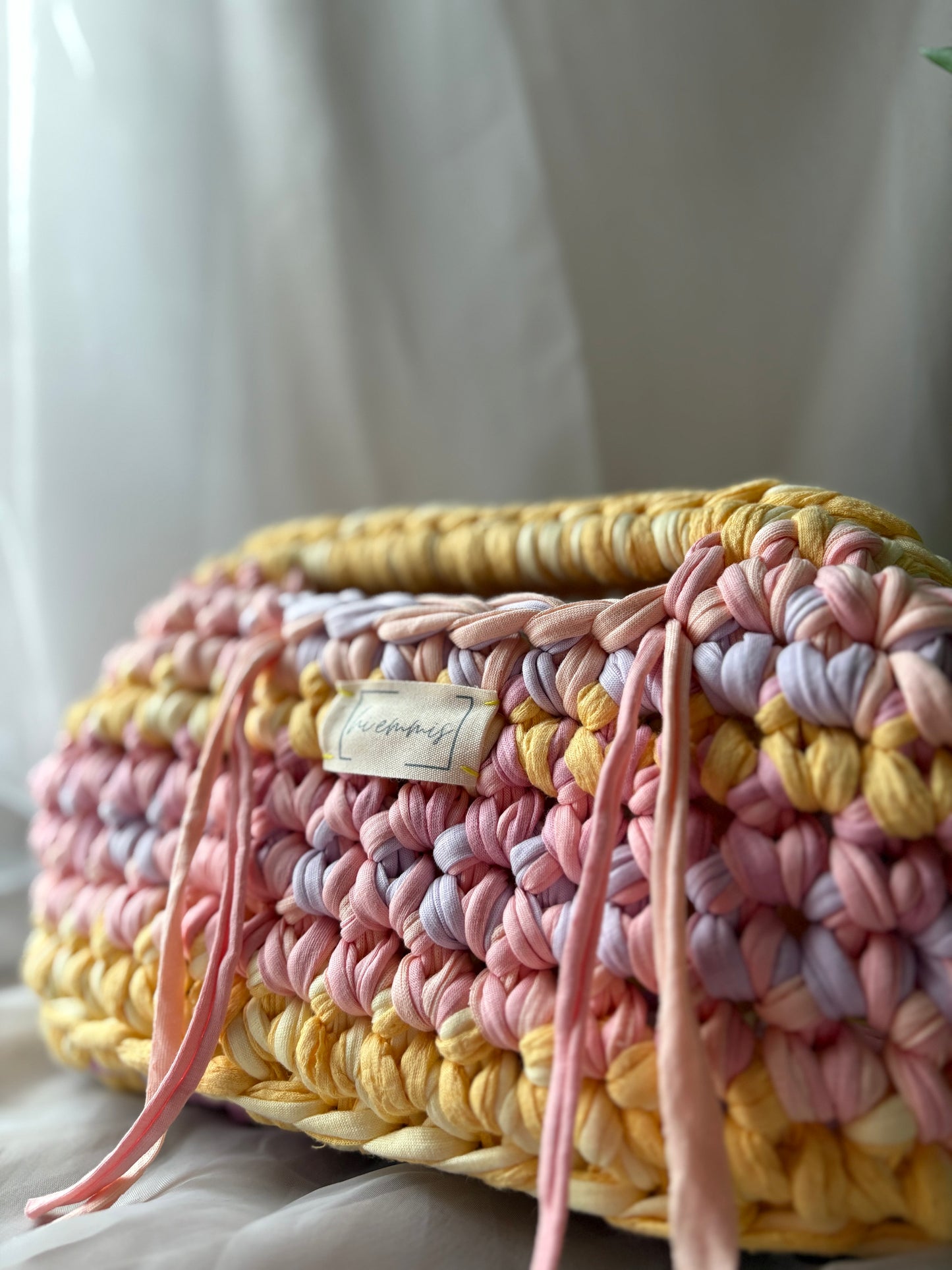 Crochet Bag ,FANNY‘ • Häkeltasche • Clutch Rosa Gelb