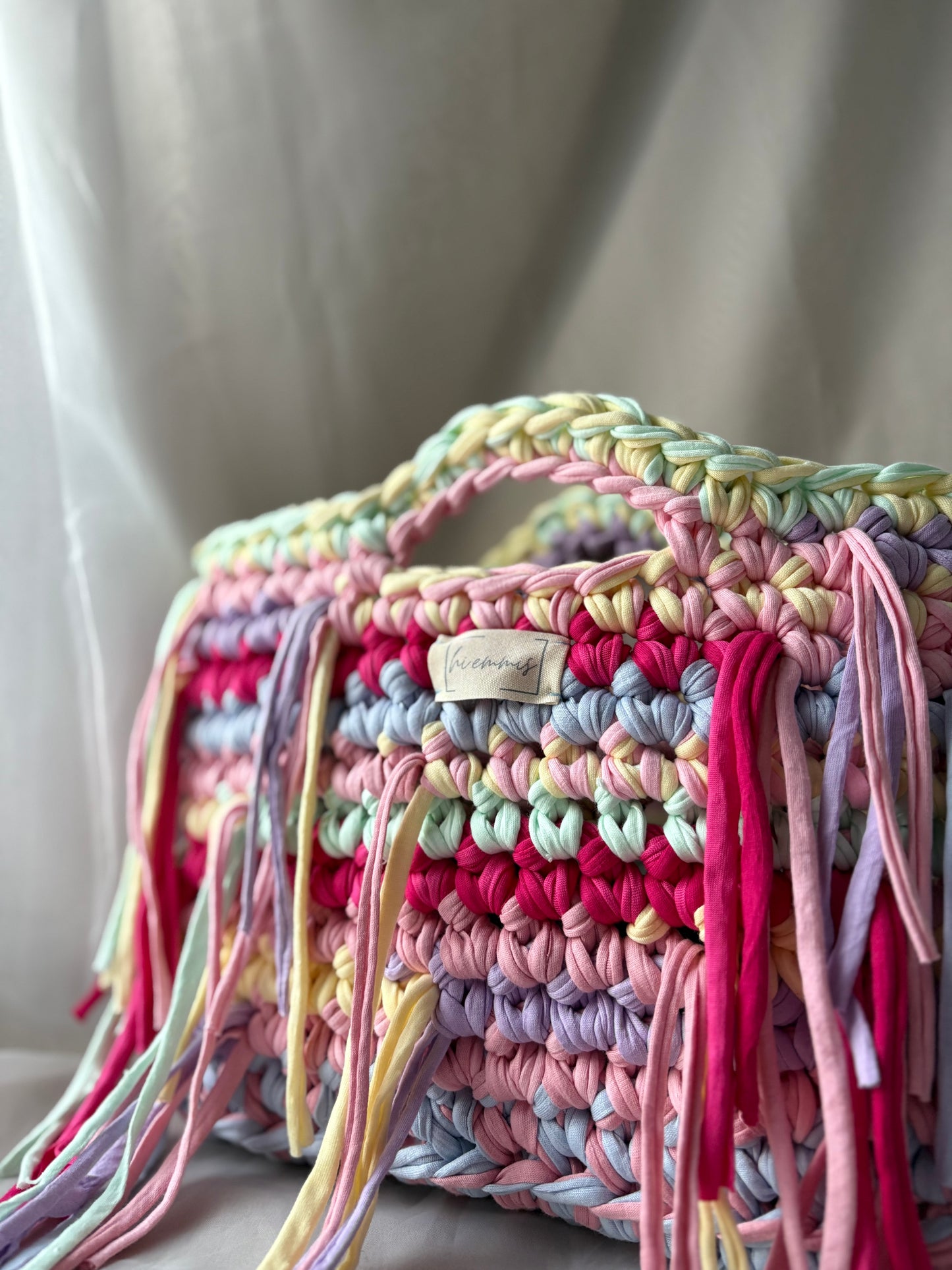 Crochet Bag ,LINE‘ • Häkeltasche • Pastell pink