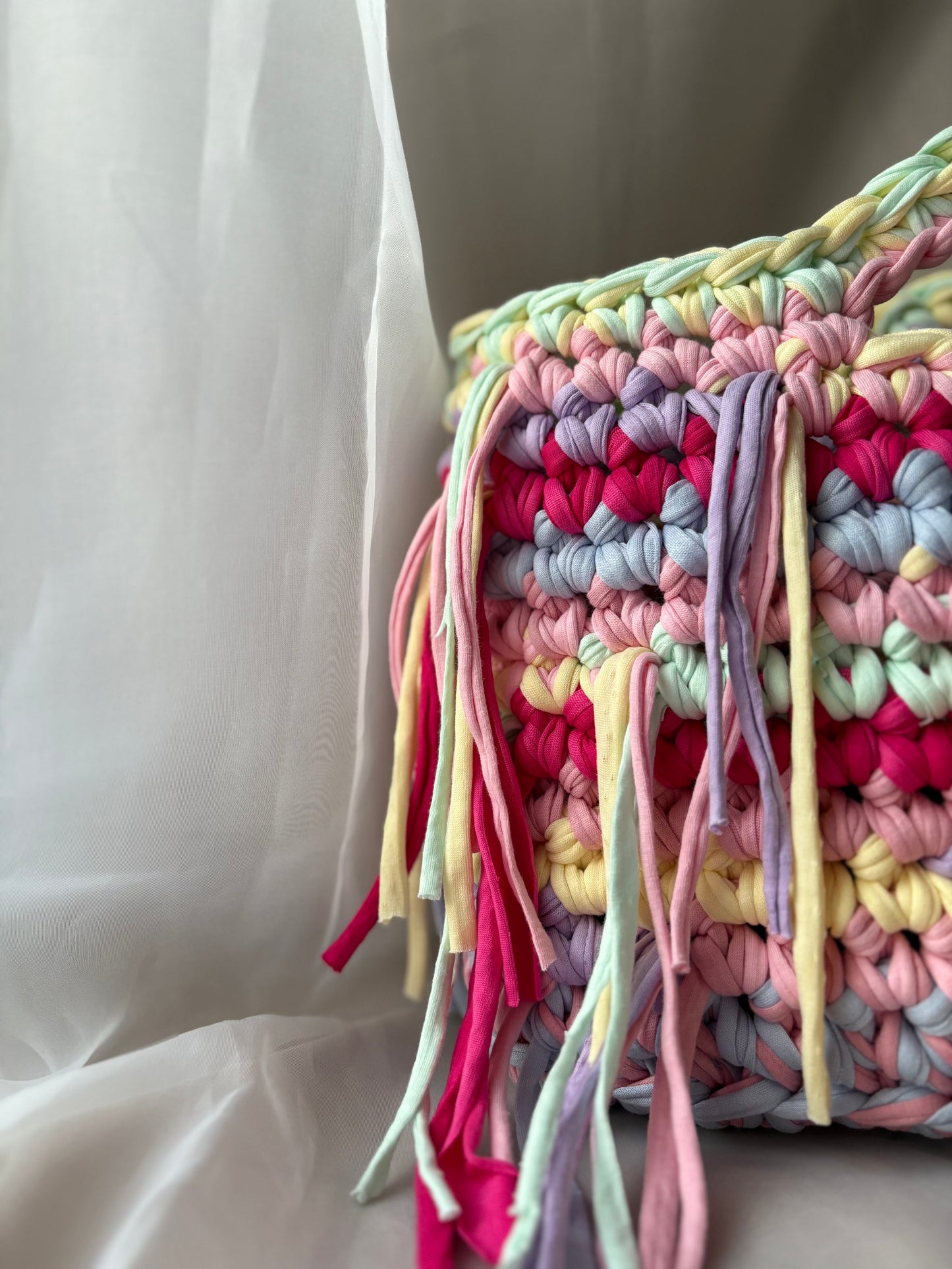 Crochet Bag ,LINE‘ • Häkeltasche • Pastell pink