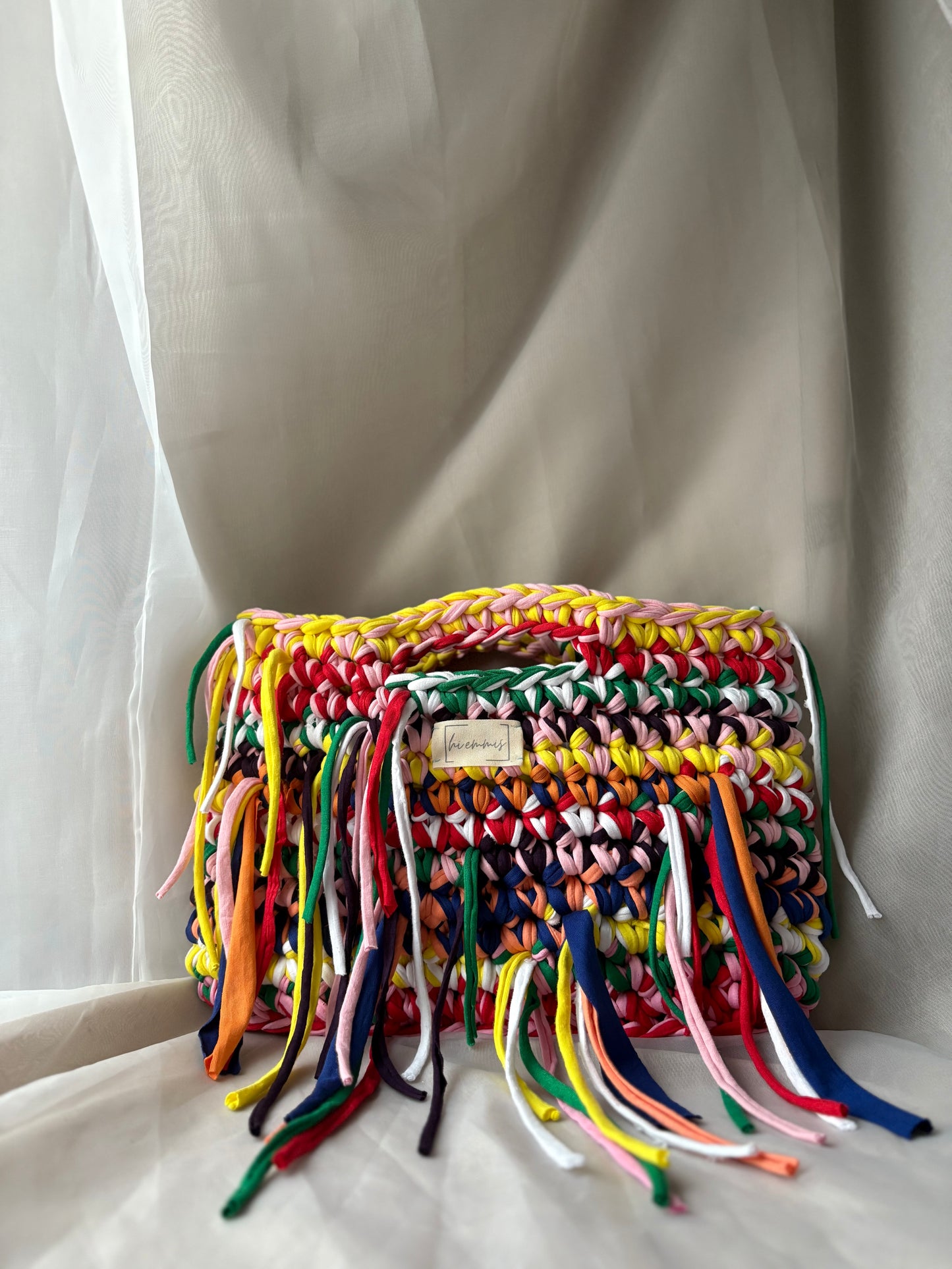 Crochet Bag ,LINE‘ • Häkeltasche • Fransen • Bunt