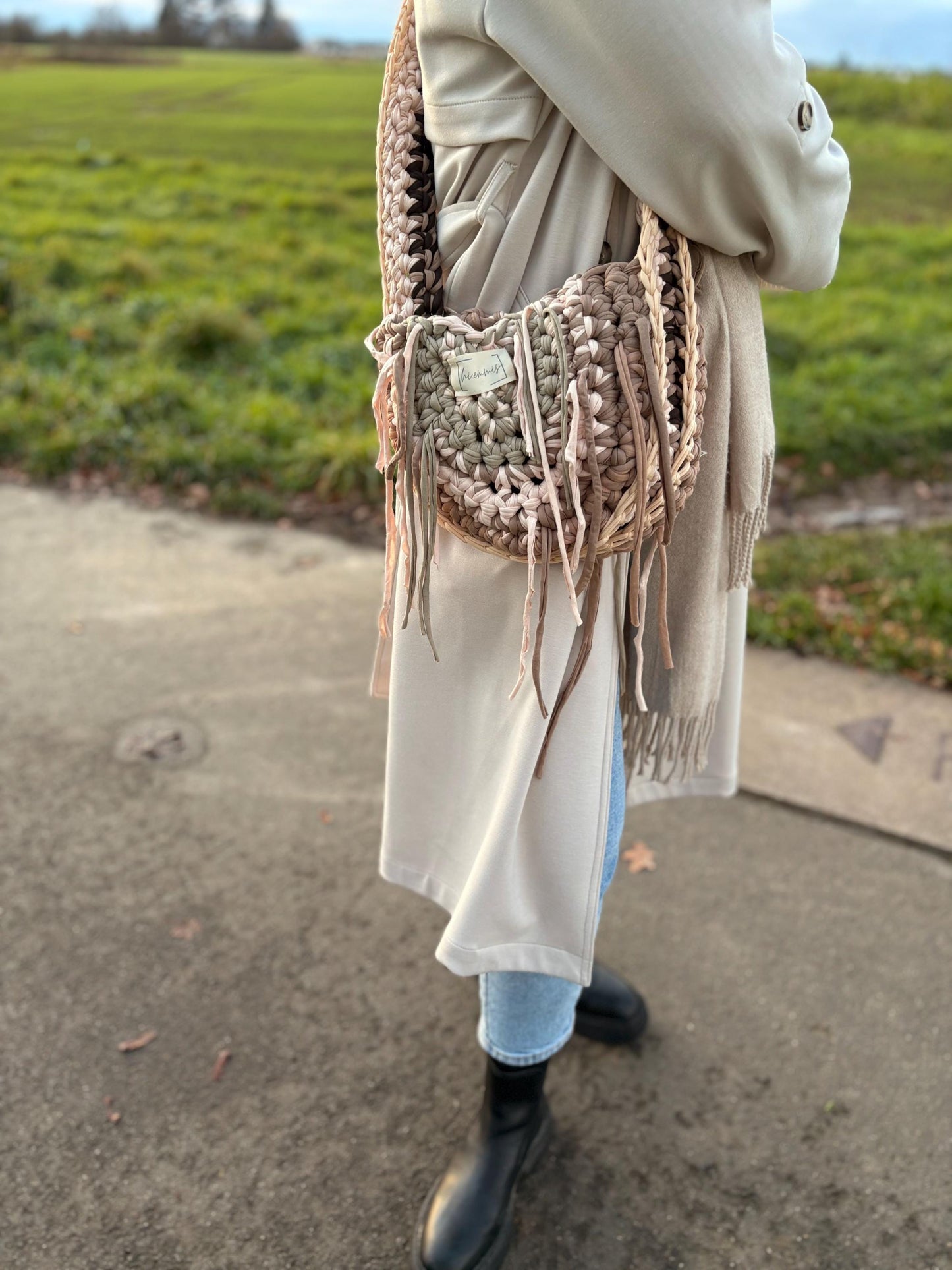 Crochet Bag ,MINA • Häkeltasche • Beige Rosé Braun