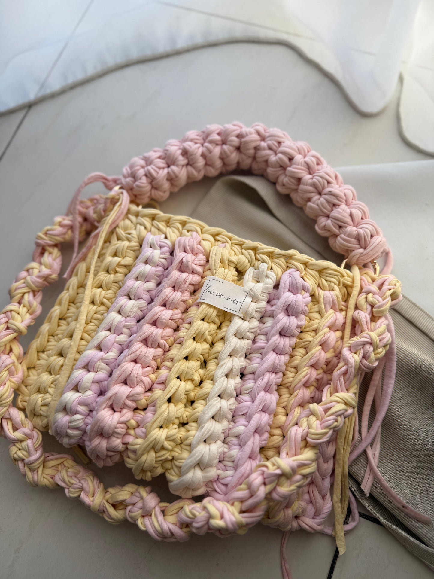 Crochet Bag ,Laura‘• Häkeltasche • Gelb rosé