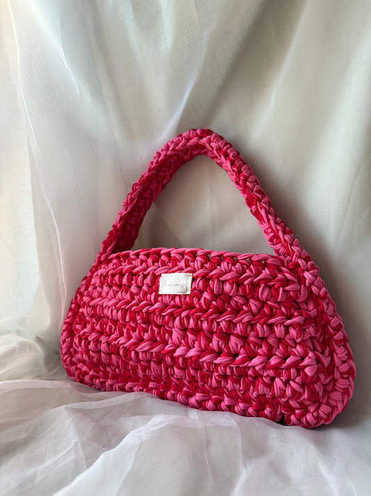 Crochet Bag ,LUNA‘• Häkeltasche • Trapez• Pink Rot