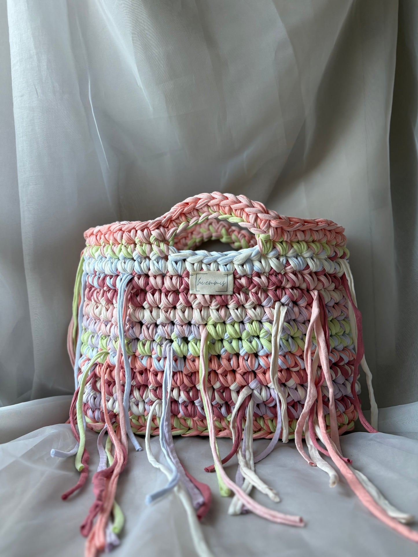 Crochet Bag ,LINE‘ • Häkeltasche • Lachs/Mint • Mix