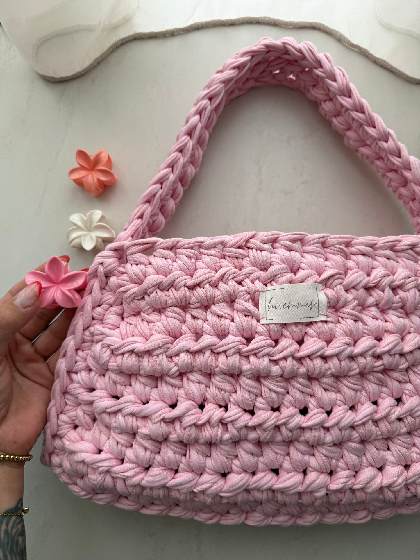 Crochet Bag ,COCŒ‘• Häkeltasche • Trapez• rosa