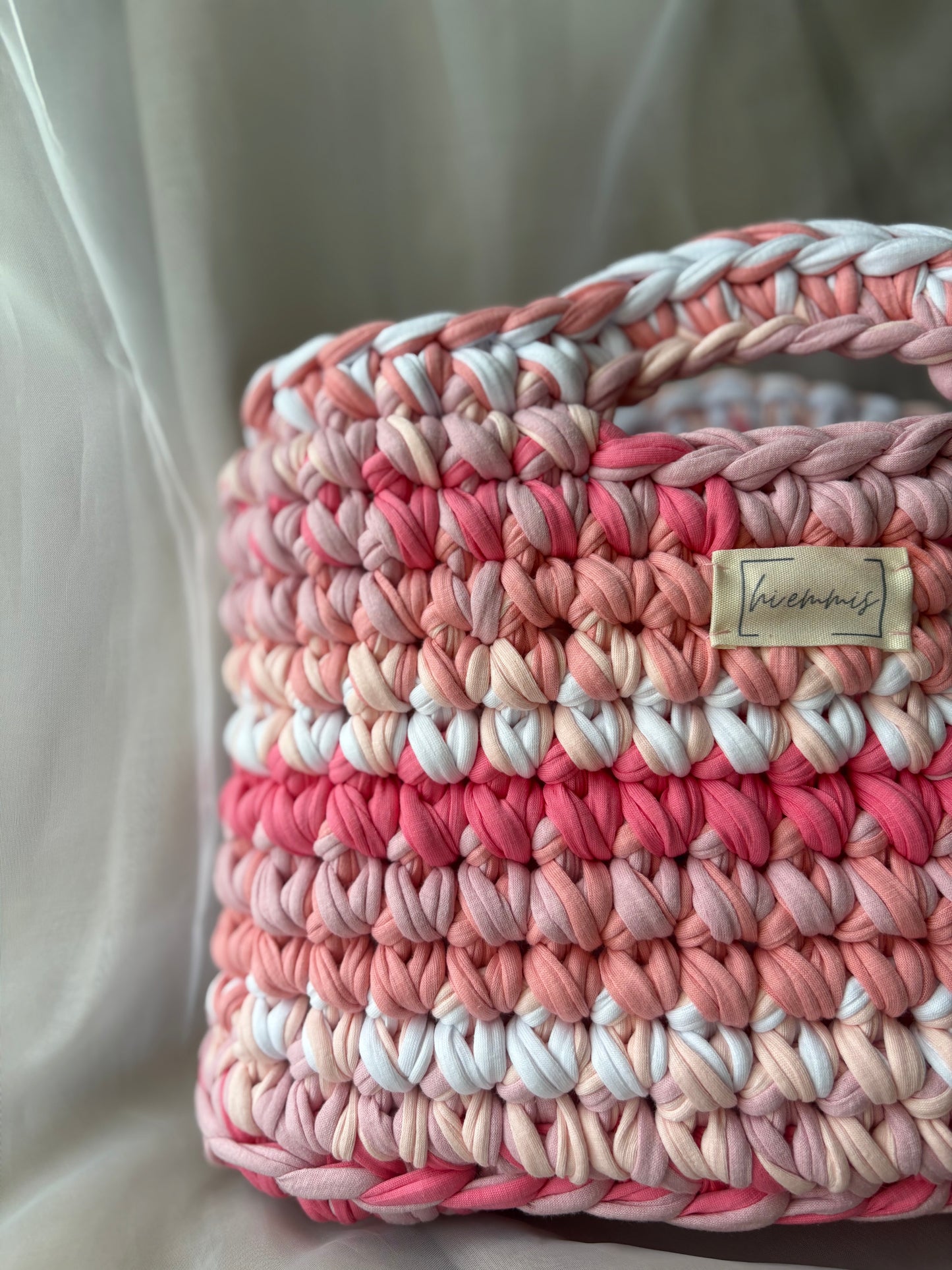 Crochet Bag ,LINE‘ • Häkeltasche • Rosa• Mix