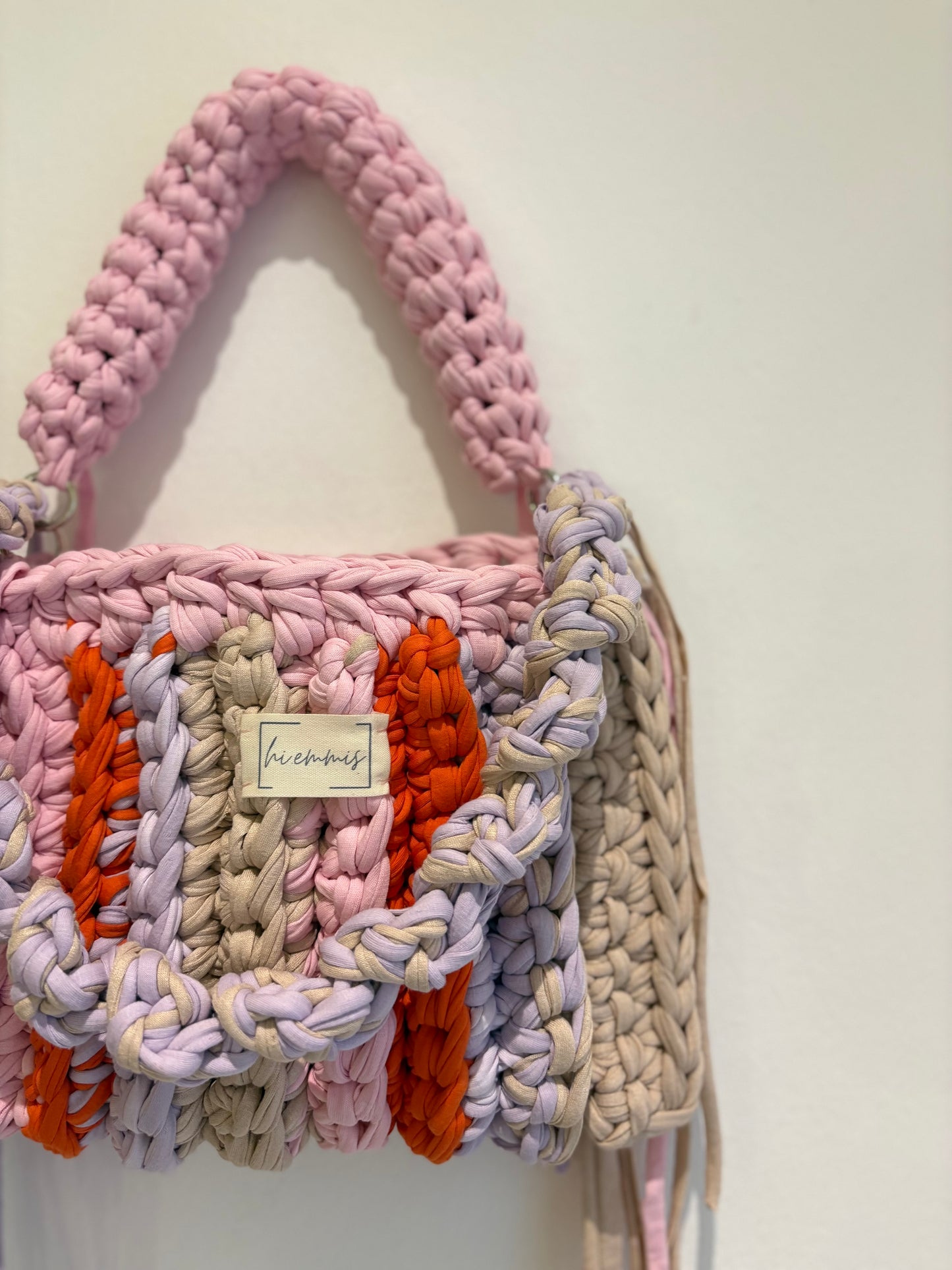 Crochet Bag ,Laura‘• Häkeltasche • beige Pastell orange