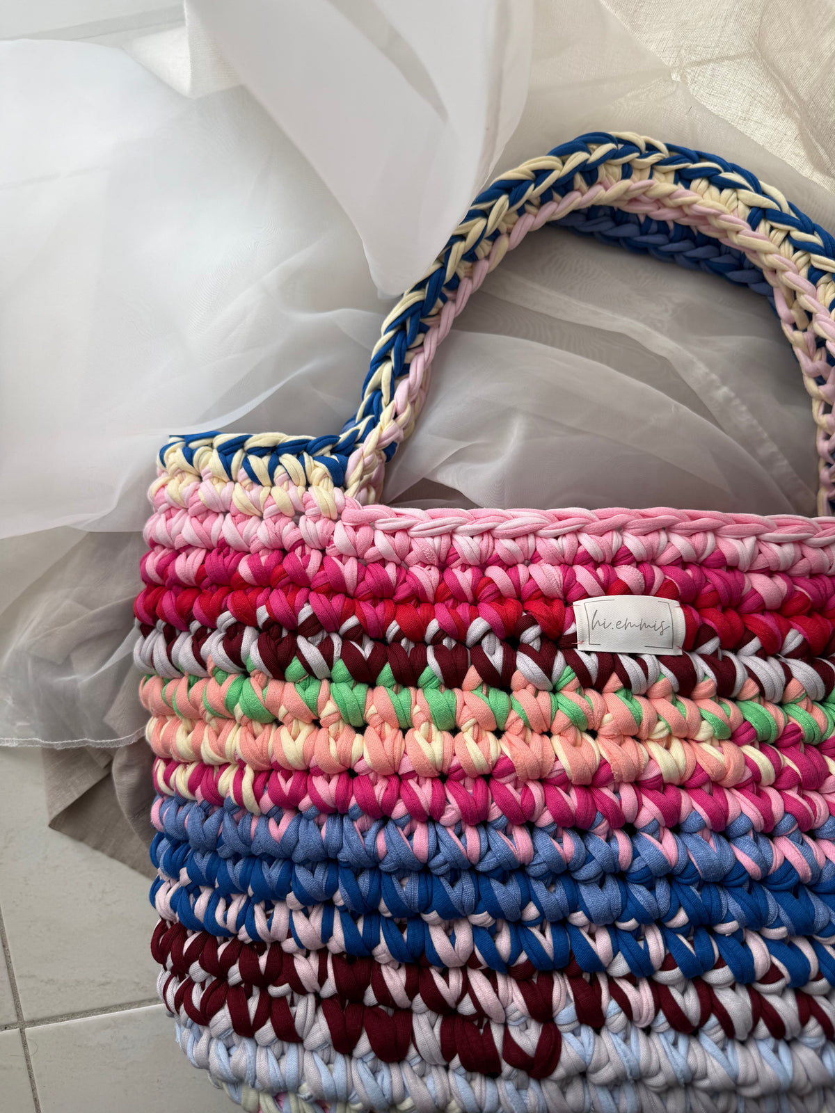 Crochet Bag ,LINE‘ • Häkeltasche • Bunt • XL