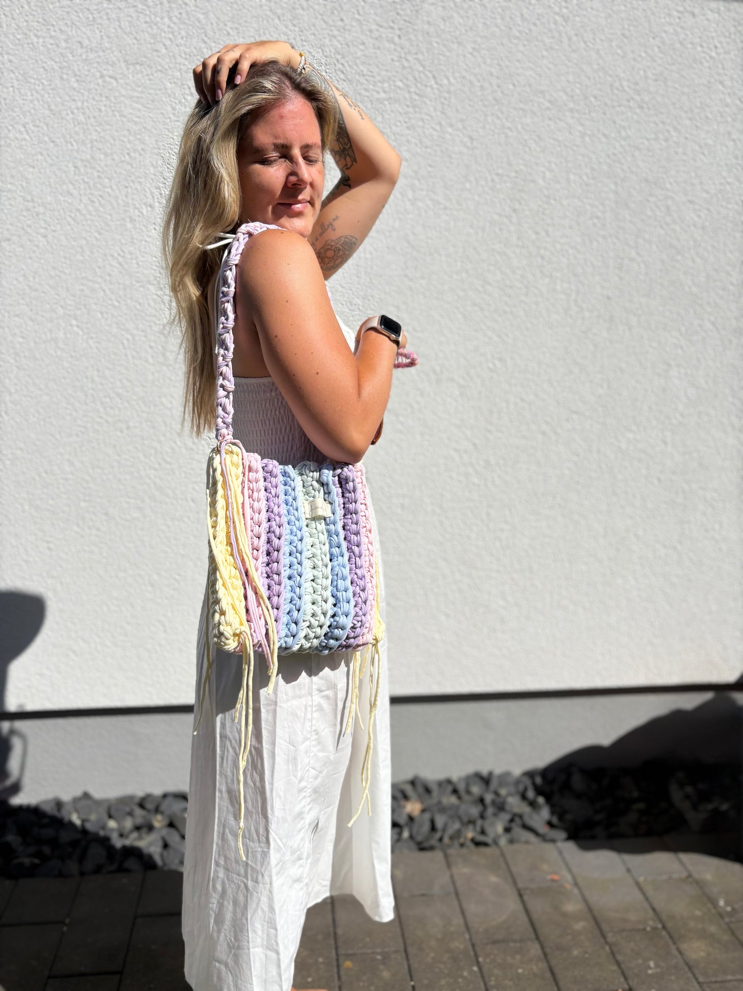 Crochet Bag ,APRIL‘ • Häkeltasche • Pastell Fransen