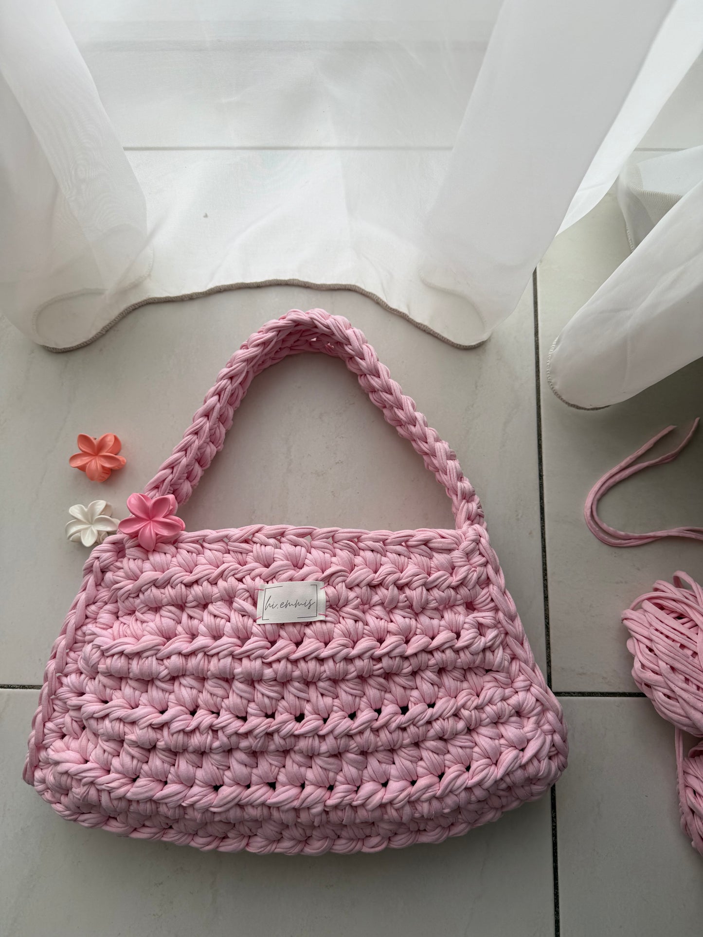 Crochet Bag ,COCŒ‘• Häkeltasche • Trapez• rosa