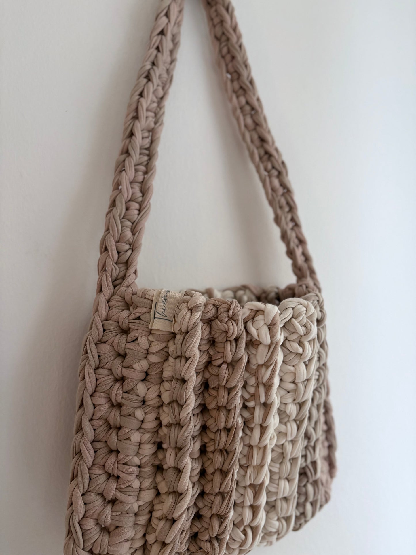 Crochet Bag ,APRIL‘ • Häkeltasche • Beige mix • Size S