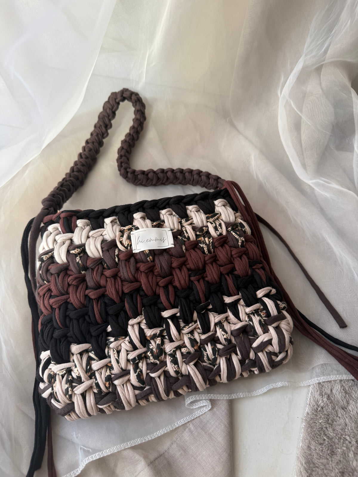 Crochet Bag ,NOA‘ • Häkeltasche • Leo Braun Mix