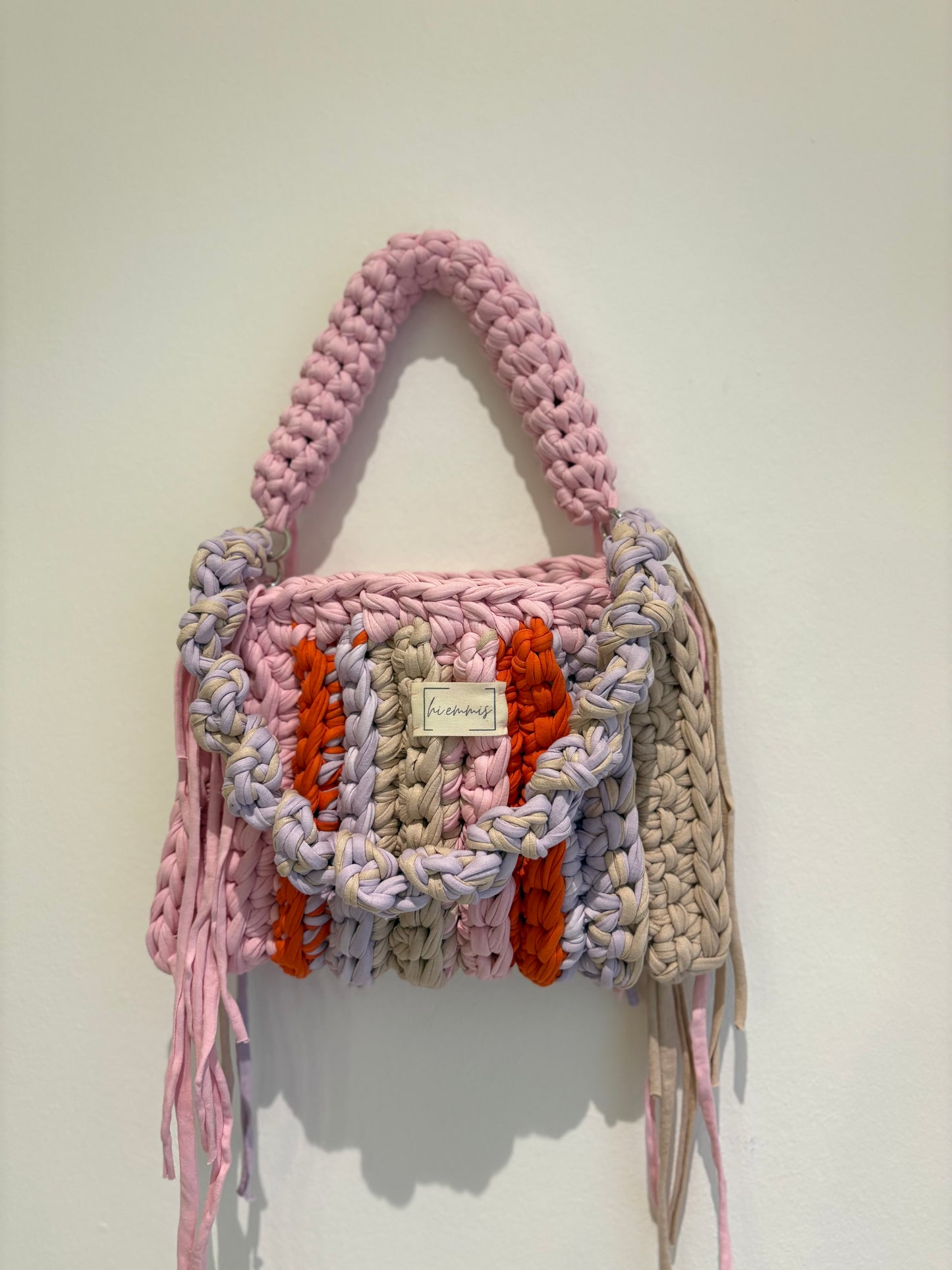 Crochet Bag ,Laura‘• Häkeltasche • beige Pastell orange