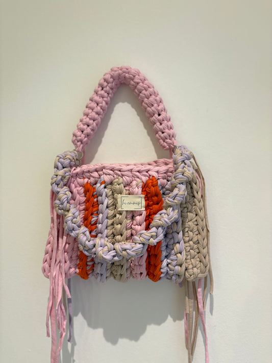 Crochet Bag ,Laura‘• Häkeltasche • beige Pastell orange