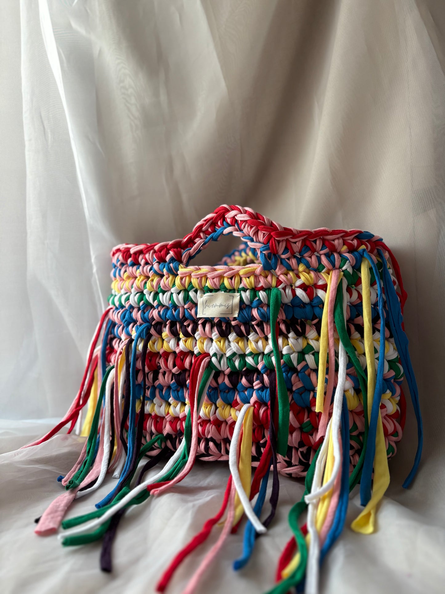 Crochet Bag ,LINE‘ • Häkeltasche • Fransen • Bunt