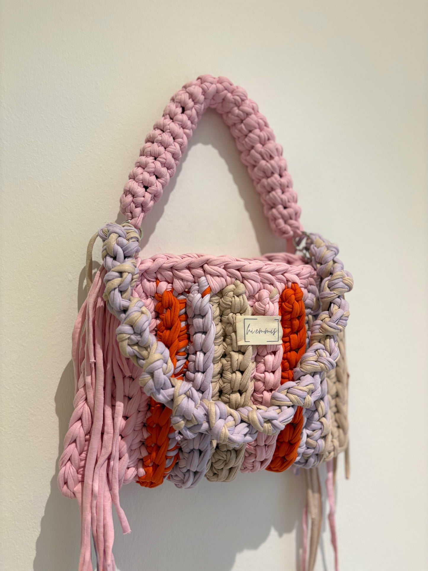 Crochet Bag ,Laura‘• Häkeltasche • beige Pastell orange