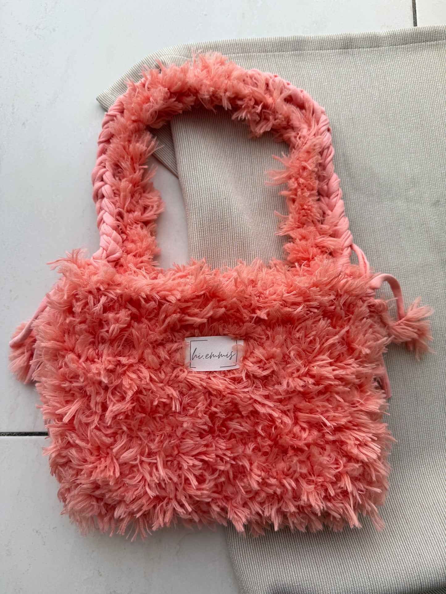 Crochet Bag ,Laura‘• Häkeltasche • Plüsch Flausch Korall