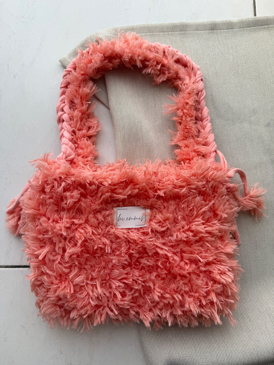 Crochet Bag ,Laura‘• Häkeltasche • Plüsch Flausch Korall