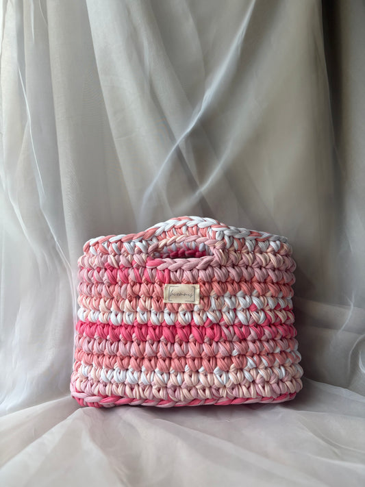 Crochet Bag ,LINE‘ • Häkeltasche • Rosa• Mix