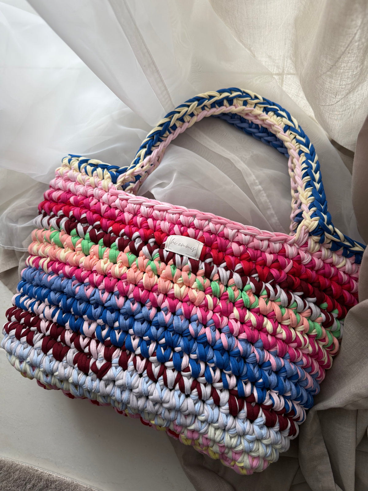 Crochet Bag ,LINE‘ • Häkeltasche • Bunt • XL