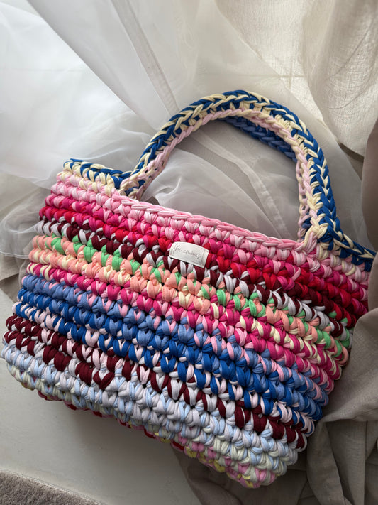 Crochet Bag ,LINE‘ • Häkeltasche • Bunt • XL