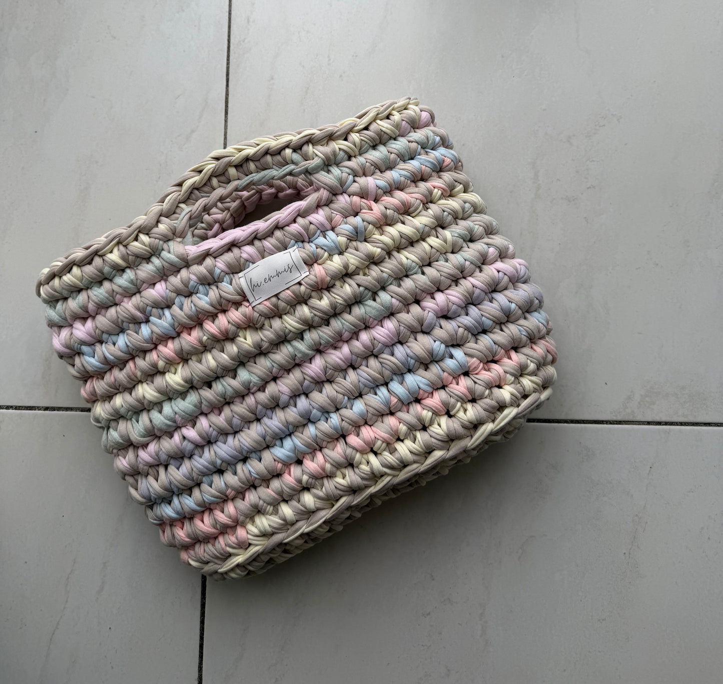 Crochet Bag ,LINE‘ • Häkeltasche • Pastell • beige