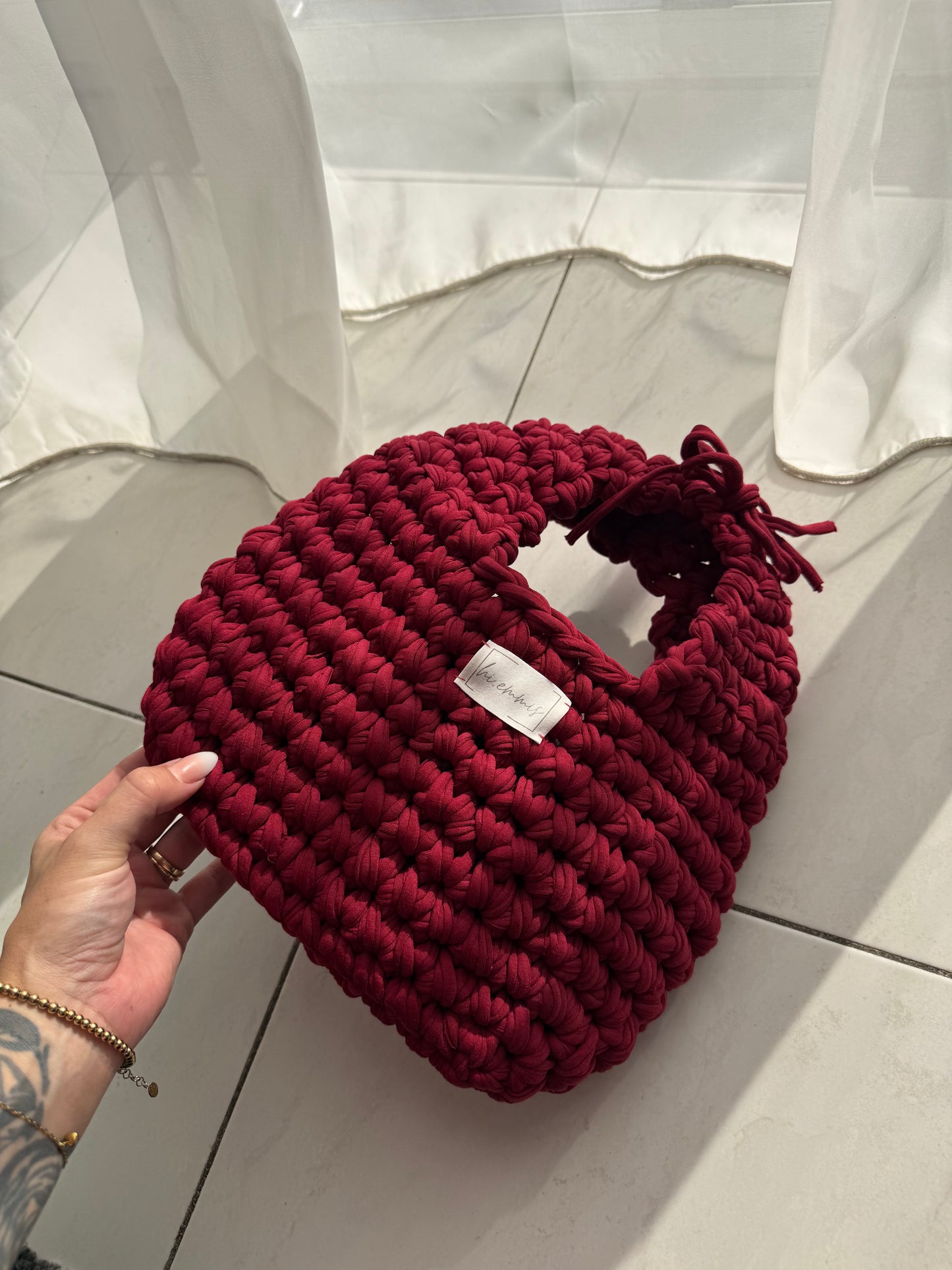 Crochet Bag ,EMMA‘ • Häkeltasche • klein• weinrot