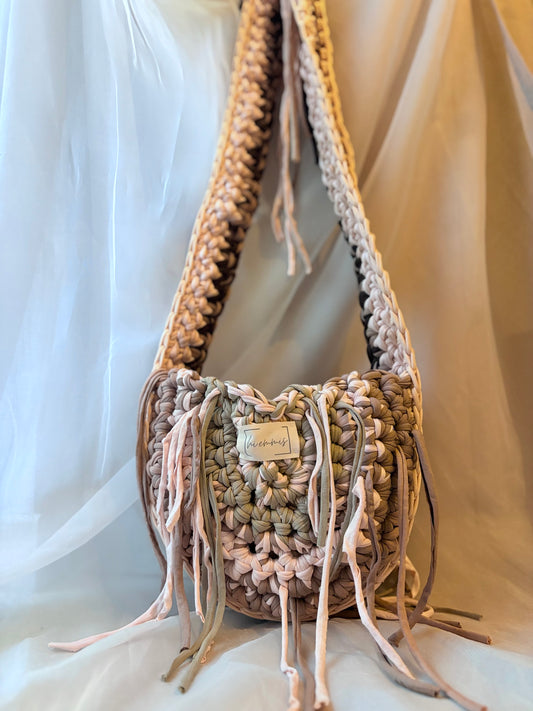 Crochet Bag ,MINA • Häkeltasche • Beige Rosé Braun