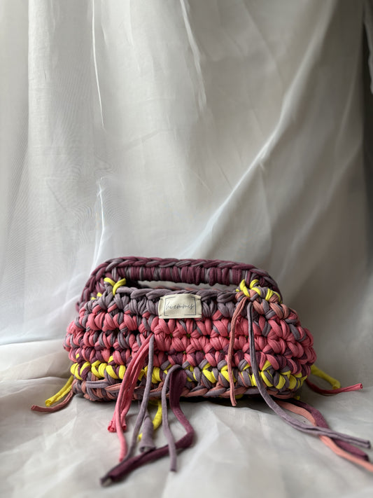 Crochet Bag ,FANNY‘ • Häkeltasche • Clutch Lila Gelb Rosa